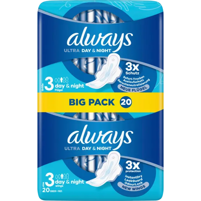 always Ultra Maandverband Dag&nacht Met Vleugels Bigpack 20 St