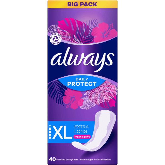 always Inlegkruisjes Daily Protect Extra Long Met Frisse Geur Bigpack 40 St
