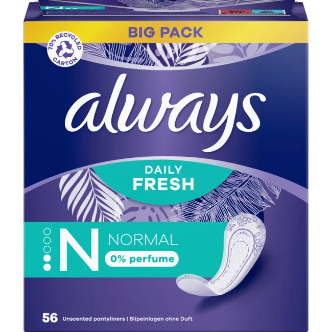 always Inlegkruisjes Daily Fresh Normal Bigpack 56st