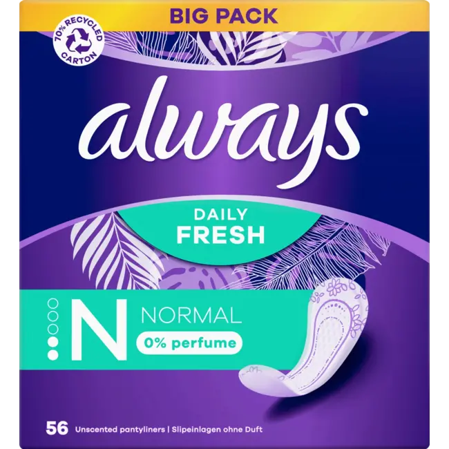 always Inlegkruisjes Daily Fresh Normal Bigpack 56st
