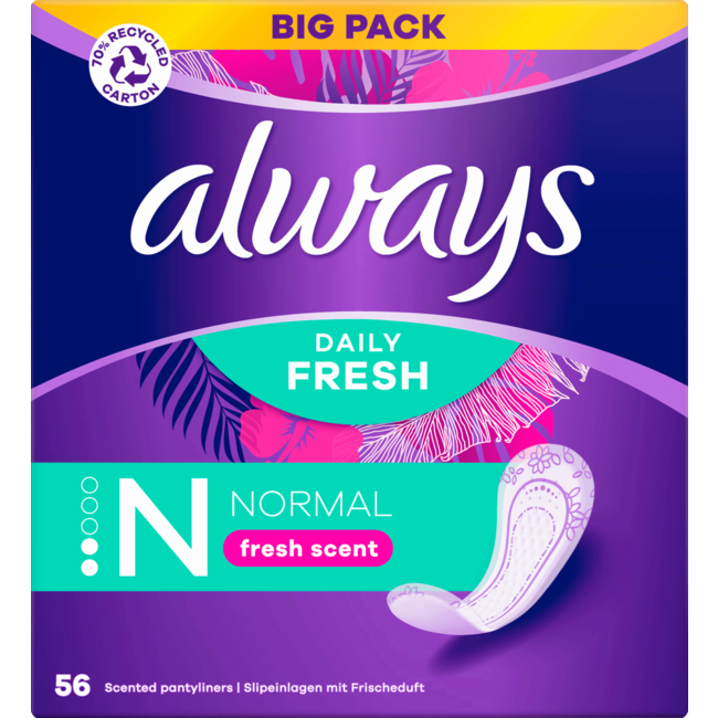 always Inlegkruisjes Daily Fresh Normal Met Frisse Geur Bigpack 56 St