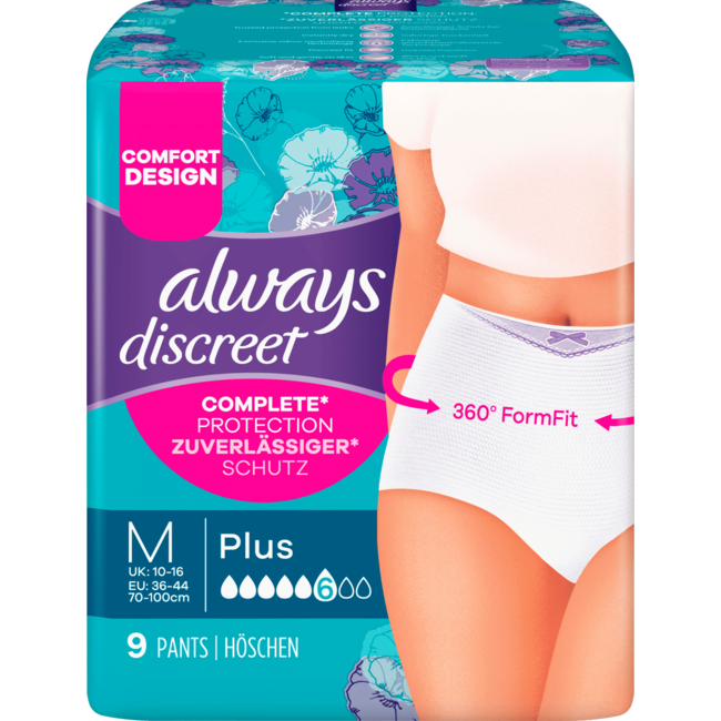 aalways Discreet Incontinentie Onderbroeken Gr. M Plus Bigpack 36st