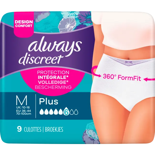 aalways Discreet Incontinentie Onderbroeken Gr. M Plus Bigpack 36st
