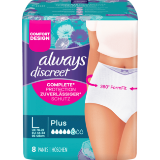 always Always Discreet Incontinentie Onderbroeken Gr. L Plus Bigpack 32st