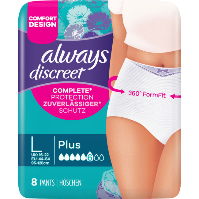 Always Discreet Incontinentie Onderbroeken Gr. L Plus Bigpack 32st
