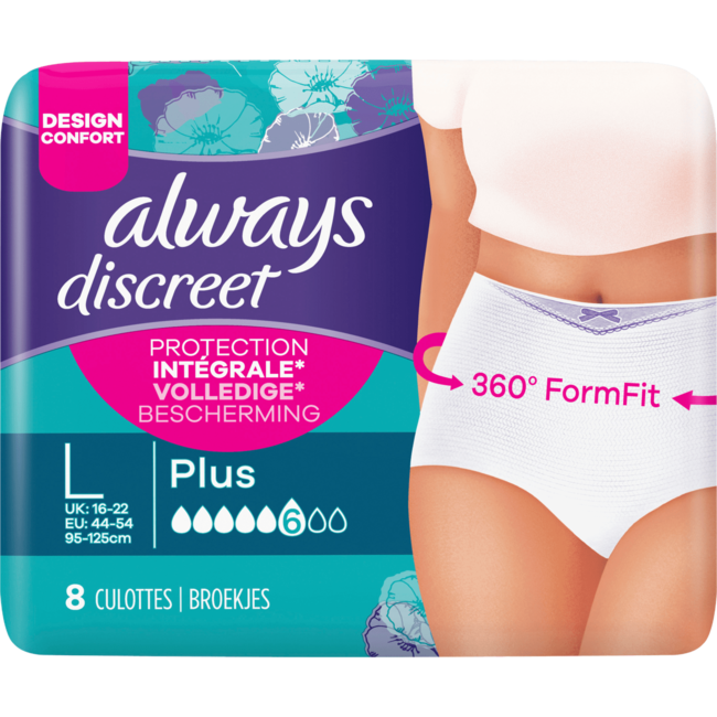 Always Discreet Incontinentie Onderbroeken Gr. L Plus Bigpack 32st
