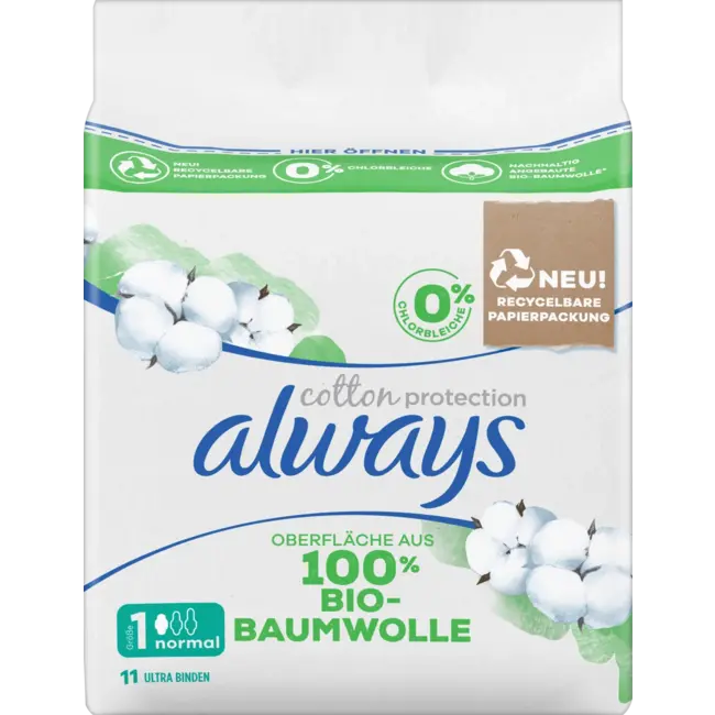 always Ultra-Maandverband Cotton Met Vleugels 11 St