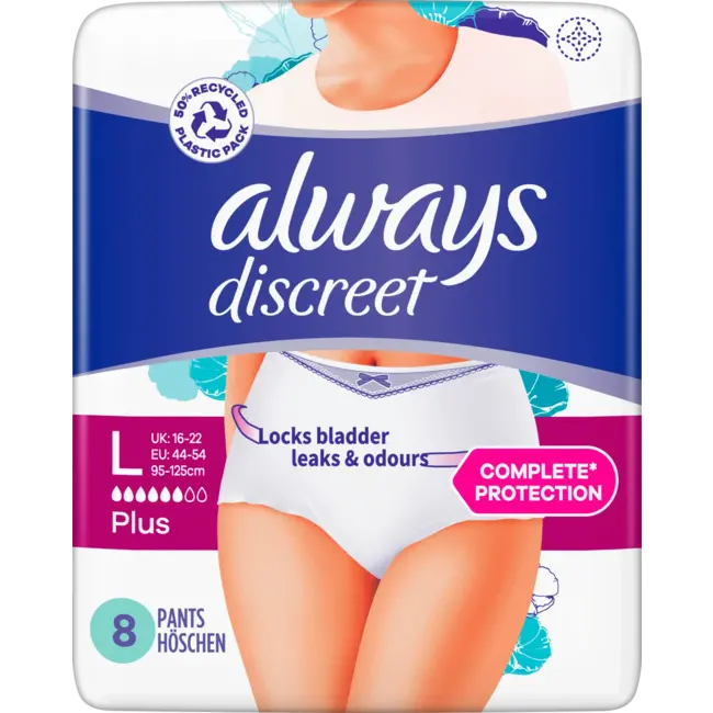 always Discreet Incontinentie Onderbroeken Gr. L Plus 8 St