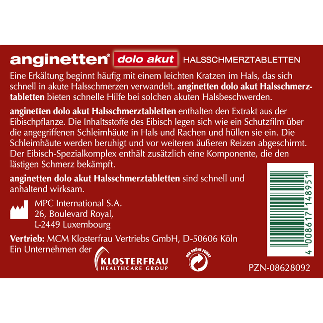 anginetten Dolo Acute Keelpastilles Kers Suikervrij 24 St
