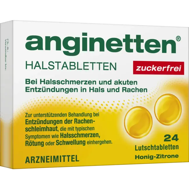 anginetten Keelpastilles Honing Citroen Suikervrij 24 St