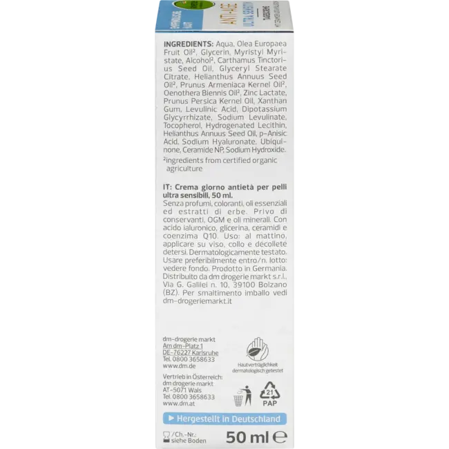 alverde NATURKOSMETIK Anti Age Gezichtscrème Ultra Sensitive 50 ml