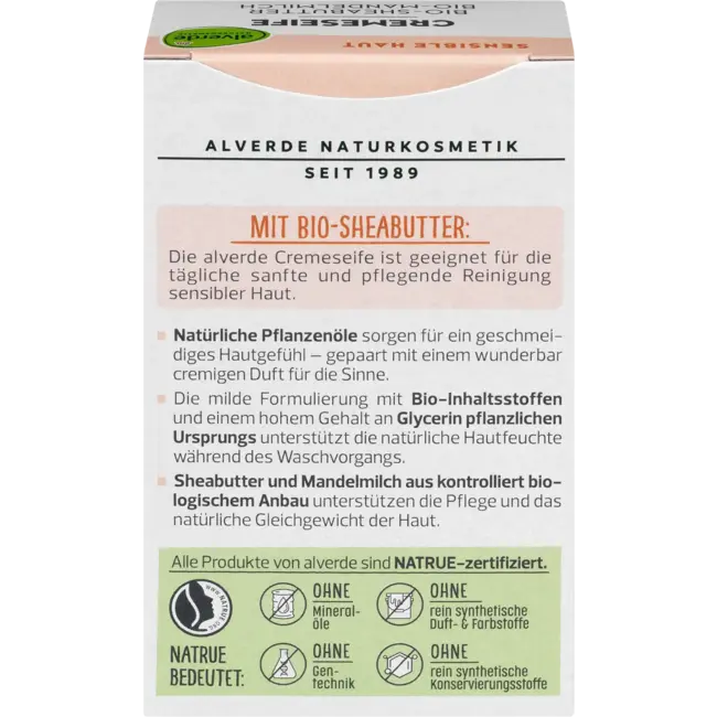 alverde NATURKOSMETIK Vast Crèmezeep Biologische Sheaboter Biologische Amandelmelk 100 g