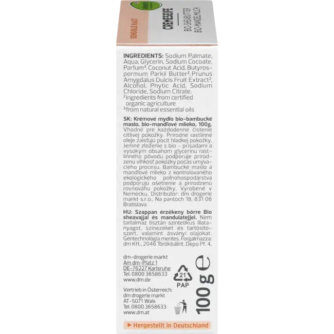 alverde NATURKOSMETIK Vast Crèmezeep Biologische Sheaboter Biologische Amandelmelk 100 g