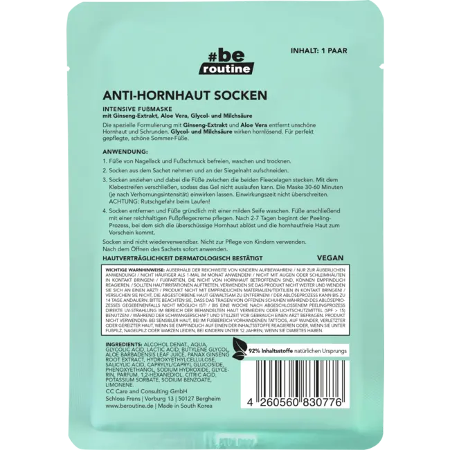 #be routine Voetmasker Sokken Anti Eelt (1 Paar) 2 St