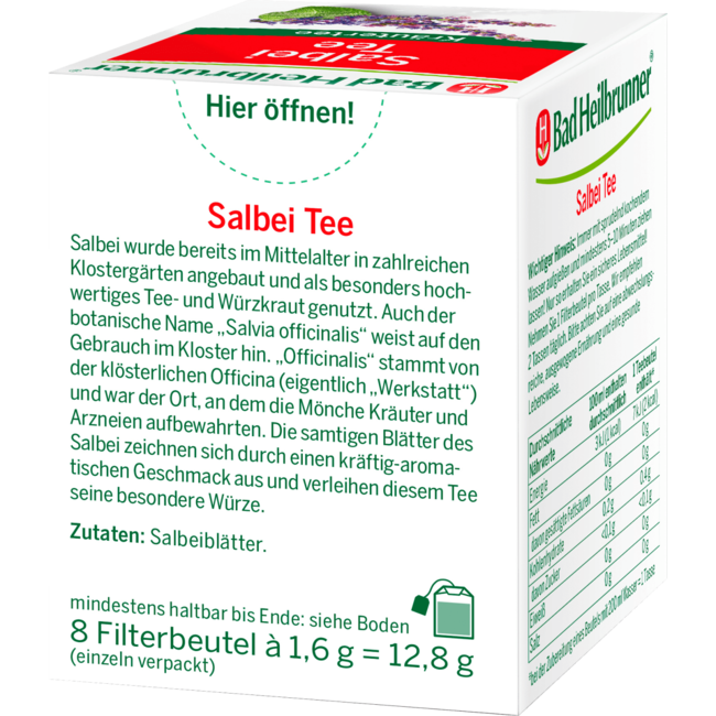 Bad Heilbrunner Kruidenthee Salie (8 Zakjes) 12.8 g
