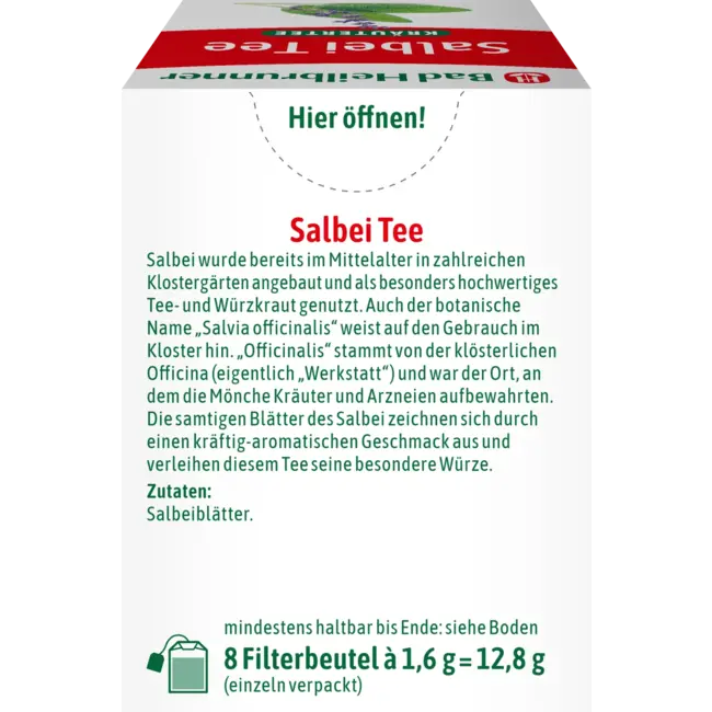 Bad Heilbrunner Kruidenthee Salie (8 Zakjes) 12.8 g