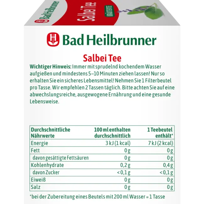 Bad Heilbrunner Kruidenthee Salie (8 Zakjes) 12.8 g
