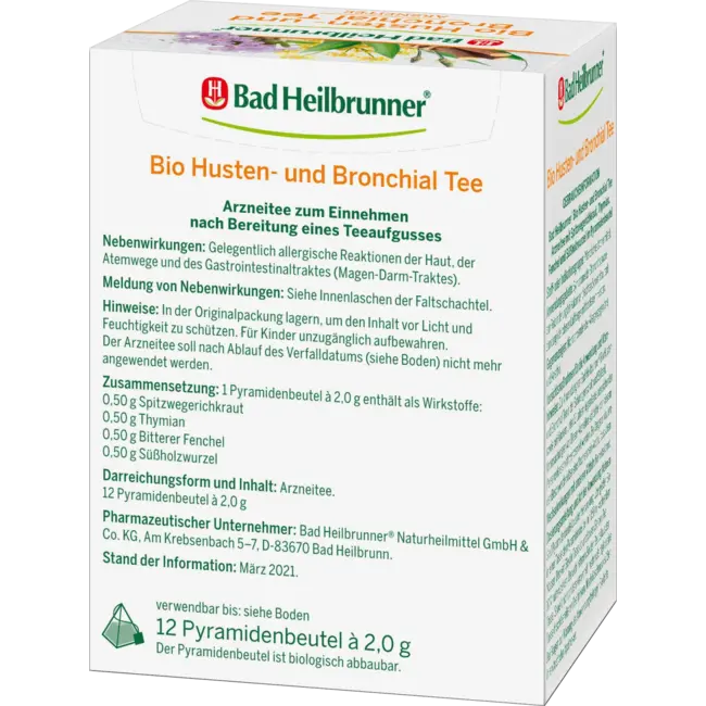 Bad Heilbrunner Medicinale Thee Hoest & Bronchiale Thee (12 Zakjes) 24 g