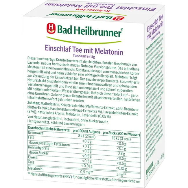 Bad Heilbrunner Kruidenthee Slaapthee Met Melatonine Sticks (10 Stuks) 10 g