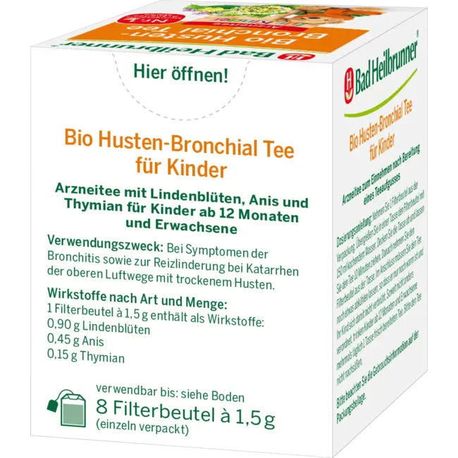 Bad Heilbrunner Kinderthee Hoest & Bronchiale Thee (8 Zakjes) 12 g