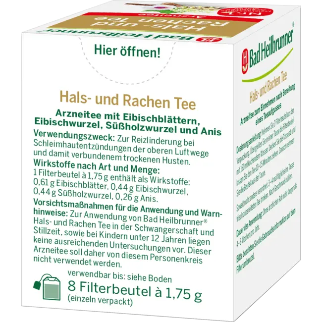 Bad Heilbrunner Medicijnthee Hals & Keel Thee (8 Zakjes) 14 g