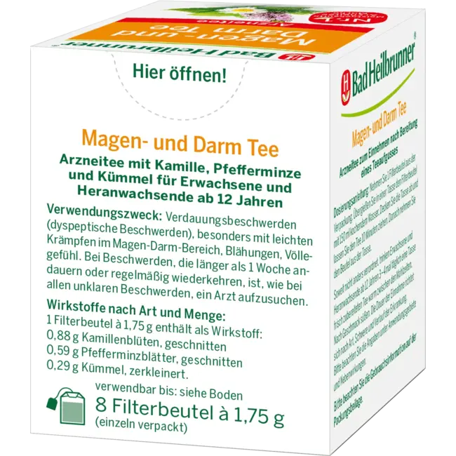 Bad Heilbrunner Medicijnthee Maag & Darm Thee (8 Zakjes) 14 g