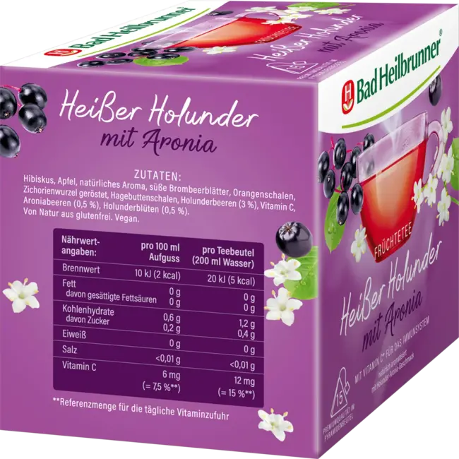 Bad Heilbrunner Vruchtenthee Hete Vlierbes Met Aronia (15 Zakjes) 37.5 g