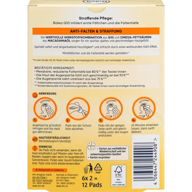 Balea Anti-rimpel Oogpads Q10 (6 Paar) 12 St