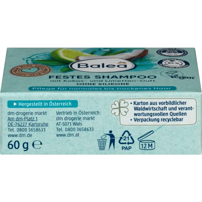 Balea Vaste Shampoo Kokos-limoen 60 g