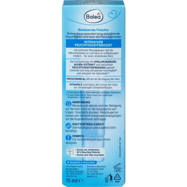 Balea Oogcrème Aqua Eye Roll-on 15 ml