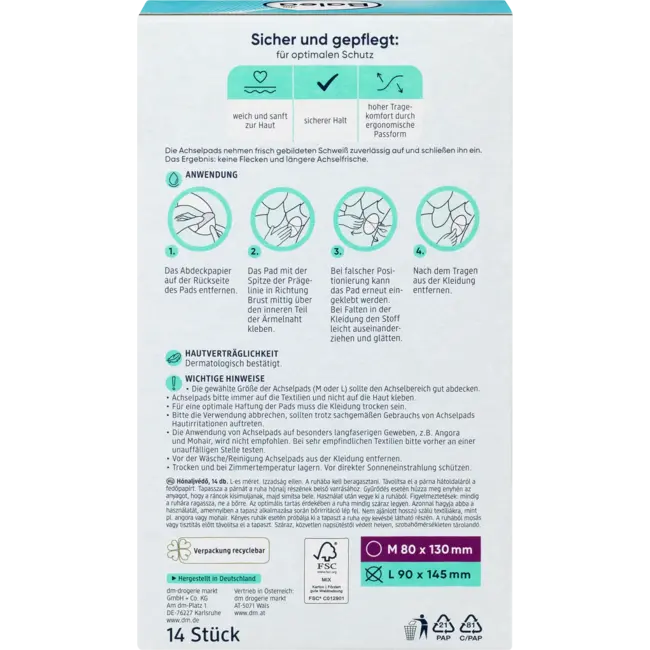 Balea Okselpads Maat L 14 St