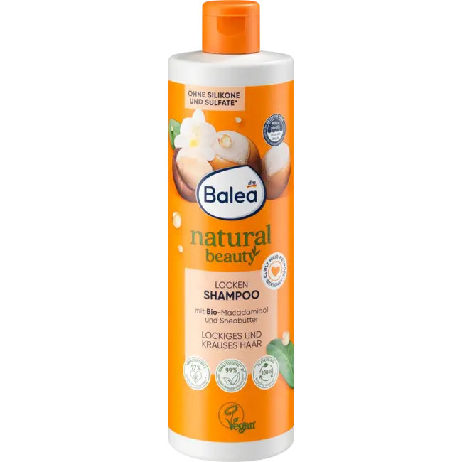 Balea Natural Beauty Krullen Shampoo Bio-Macadamia-Olie & Sheaboter 400 ml