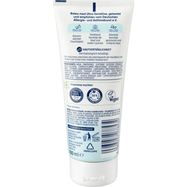 Balea MED Voetcrème Ultra Sensitive 100 ml