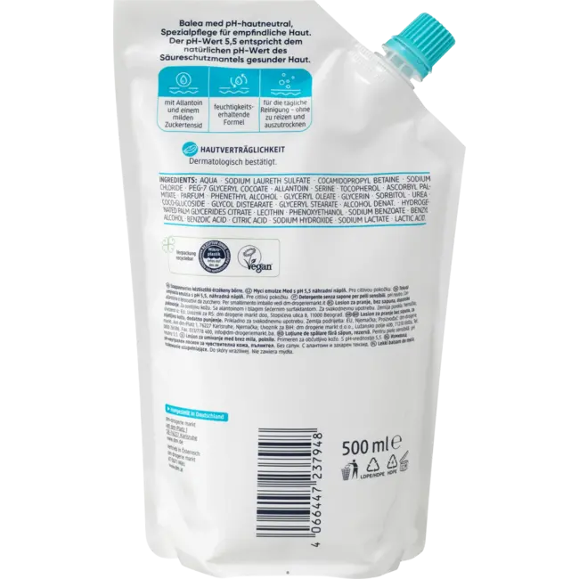 Balea MED Zeepvrije Waslotion, Huidneutraal, Navulverpakking 500 ml