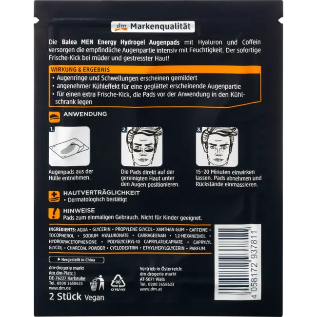 Balea MEN Hydrogel Eye Pads Energy (1 Paar) 2 St