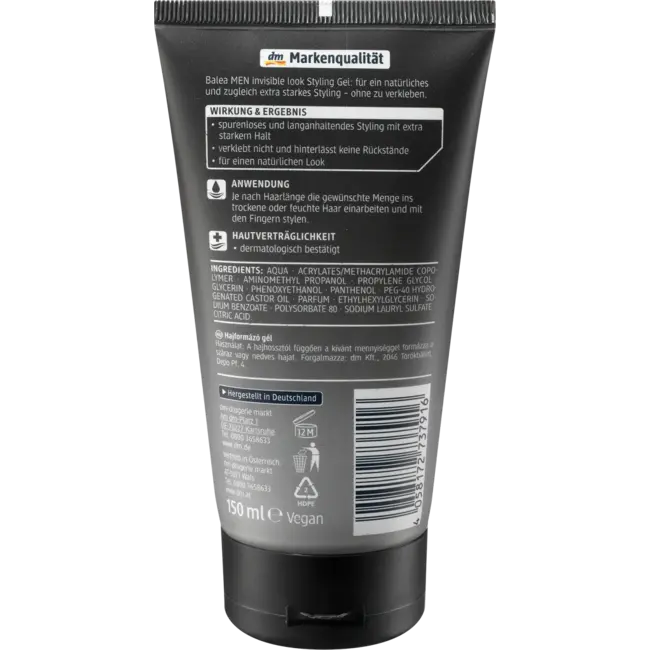 Balea MEN Haargel Invisible Look 150 ml