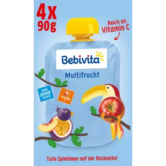 Bebivita Bebivita Quetsch Kinderpret Multifruit Vanaf 1 Jaar (4x90 G)