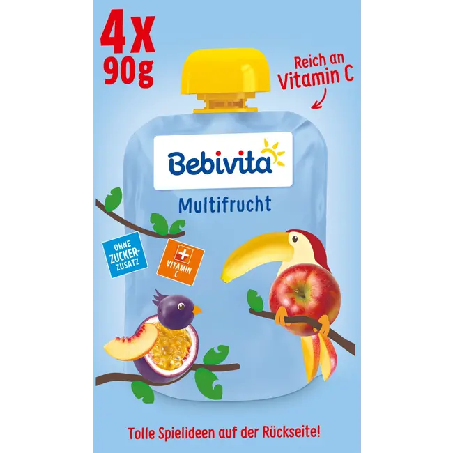 Bebivita Quetsch Kinderpret Multifruit Vanaf 1 Jaar (4x90 G) 360 g