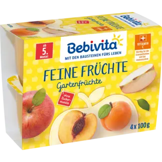 Bebivita Bebivita Vruchten Fijn Fruit Tuinvruchten Na De 4e Maand (4x100 G)