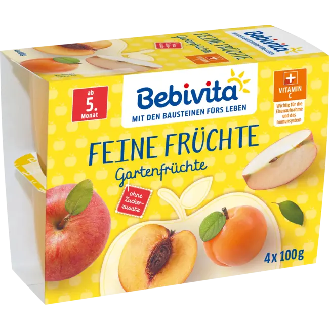 Bebivita Vruchten Fijn Fruit Tuinvruchten Na De 4e Maand (4x100 G) 0.4 kg