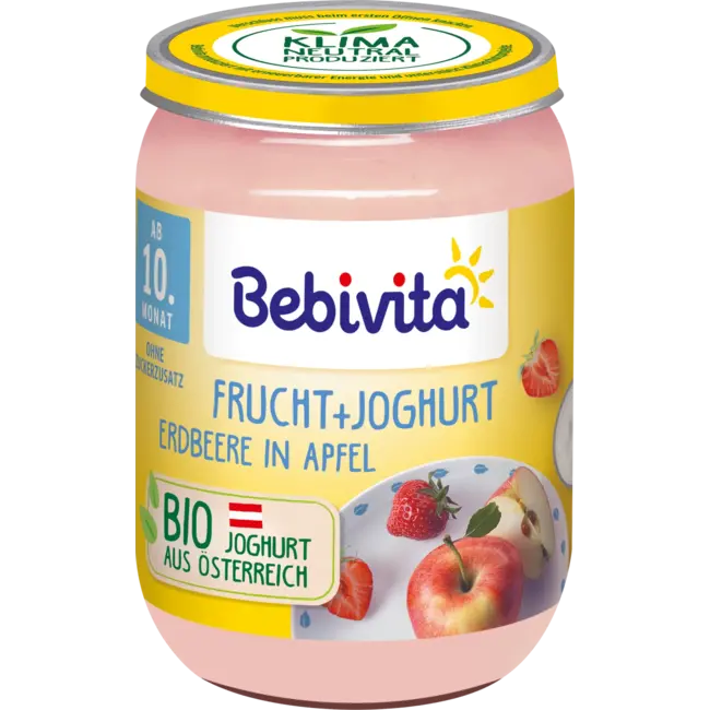 Bebivita Fruit & Yoghurt Aardbei In Appel, Vanaf De 10e Maand 190 g