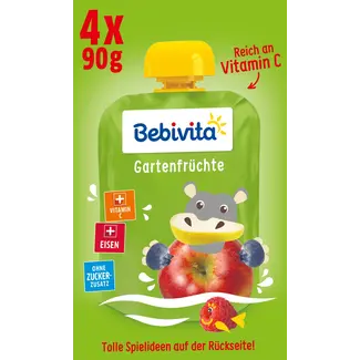 Bebivita Bebivita Quetschie Bärenstark Tuinvruchten Vanaf 1 Jaar (4x90 G)