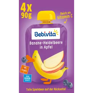 Bebivita Bebivita Quetschie Banaan Bosbes In Appel Vanaf 1 Jaar (4x90 G)