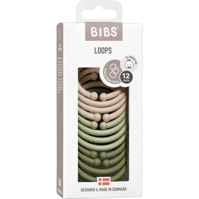 BIBS Loops Crème/groen/olijf 12 St