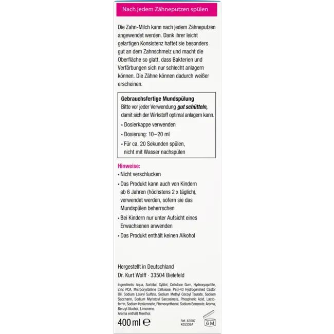 Bioniq® Mondspoeling Repair Tandmelk, Fluoridevrij 400 ml