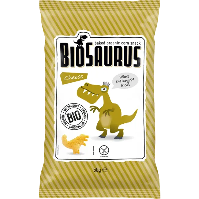 BioSaurus Kindersnack Gebakken Biologische Maïs Cheese 50 g