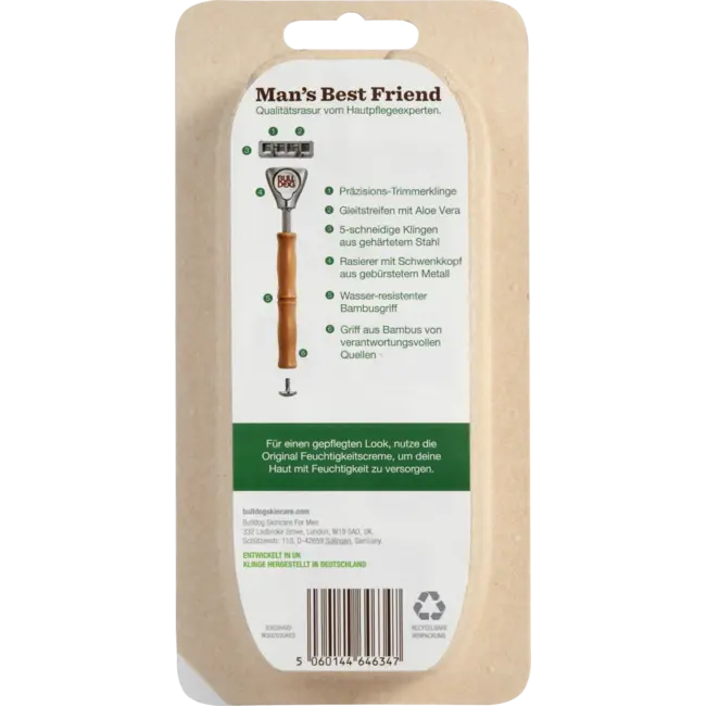 Bulldog Scheermes, Origineel Bamboe + 2 Mesjes 1 St