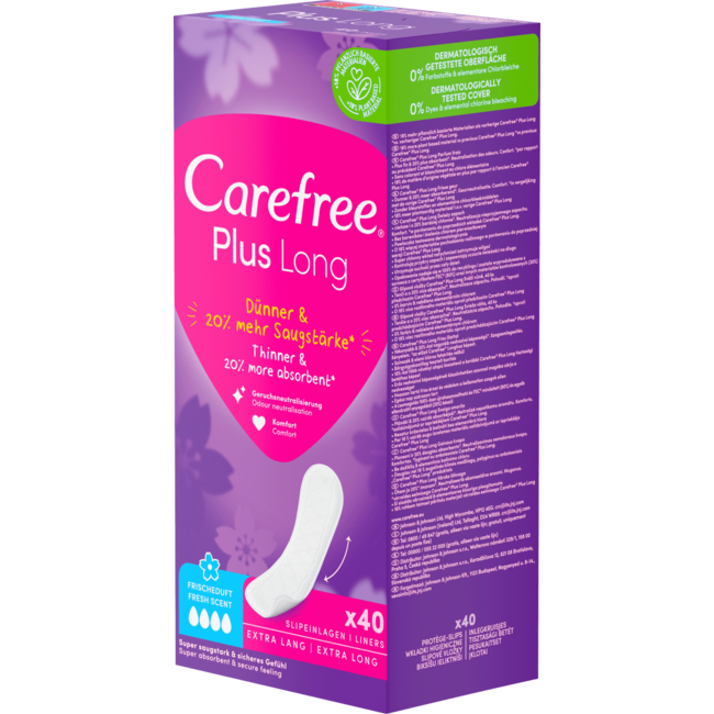 Carefree Inlegkruisjes Plus Long Frisse Geur 40 St