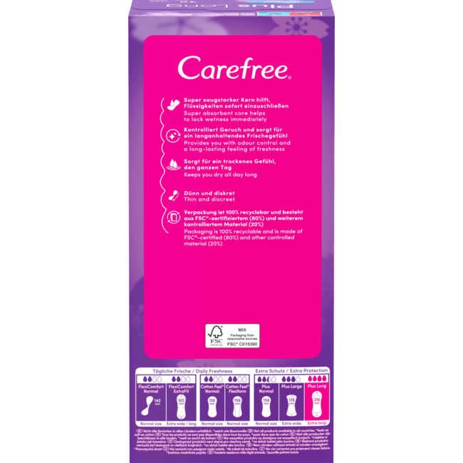 Carefree Inlegkruisjes Plus Long Frisse Geur 40 St