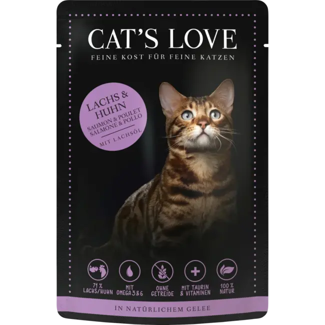 CAT'S LOVE Katten Natvoer Met Zalm En Kip In Gelei 85 g